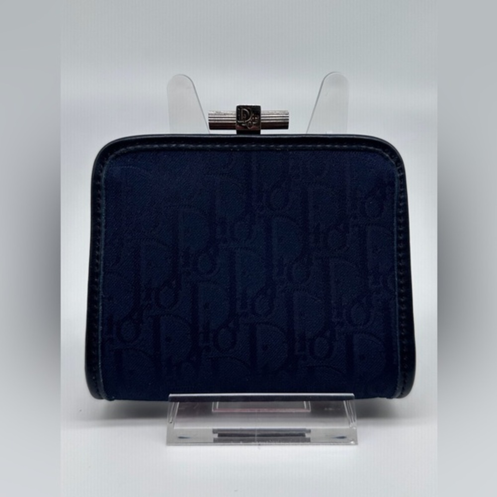 Vintage Christian Dior Oblique Monogram Coin Purse – Navy Canvas Kiss Lock